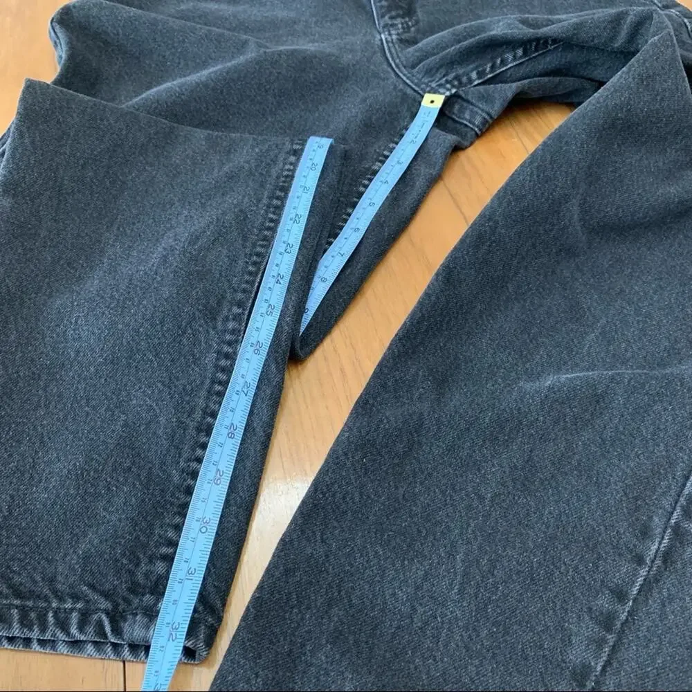 Vintage Lee Jeans 14 Long Black Tapered High Waist Union Made